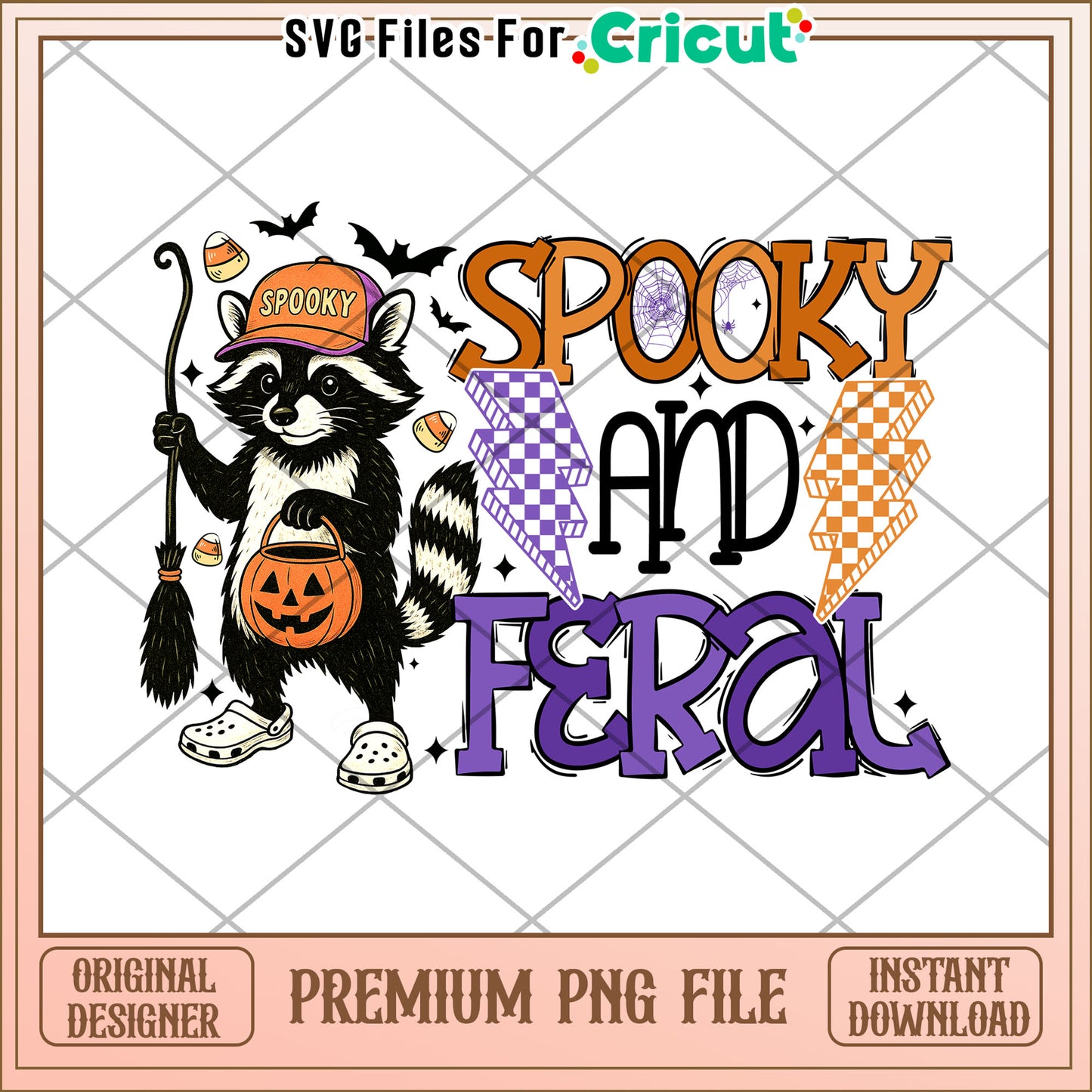 Spooky and feral raccoon png, spirit halloween png, halloween time png