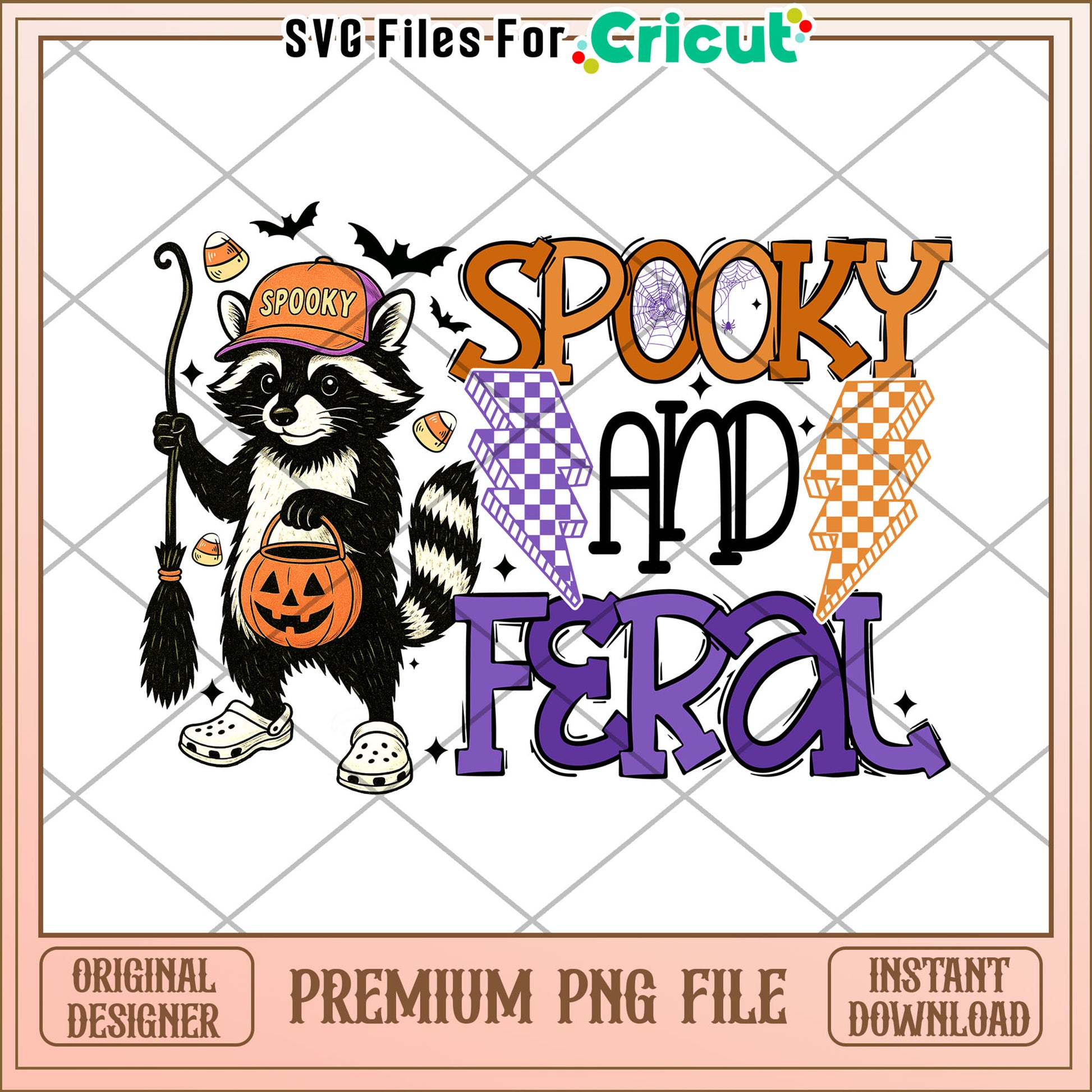 Spooky and feral raccoon png, spirit halloween png, halloween time png