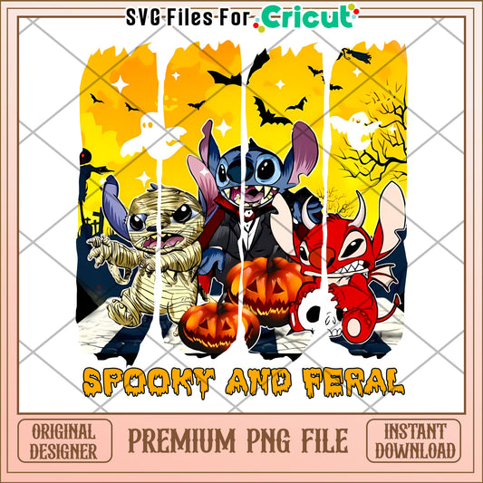 Spooky and feral stitch hallowenn png halloween png, spirit halloween​ png, halloween decor png