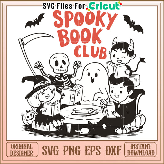 Spooky book club svg, halloween reading group svg, creepy book lovers svg