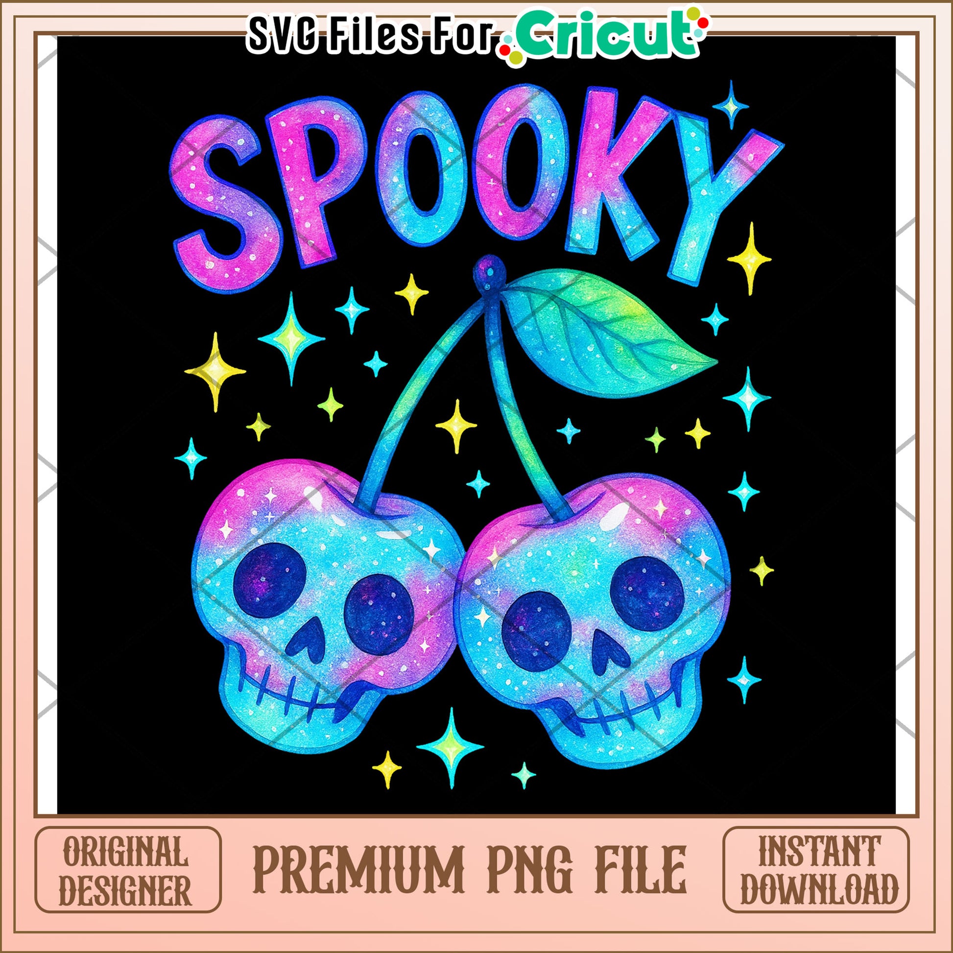 Spooky cherry neon png, halloween time png, halloween decor png