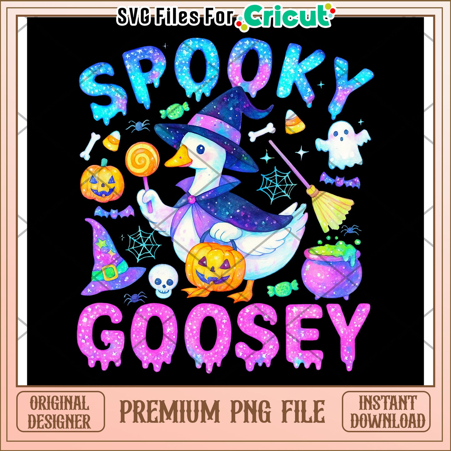 Spooky goosey neon png, halloween time png, halloween decor png
