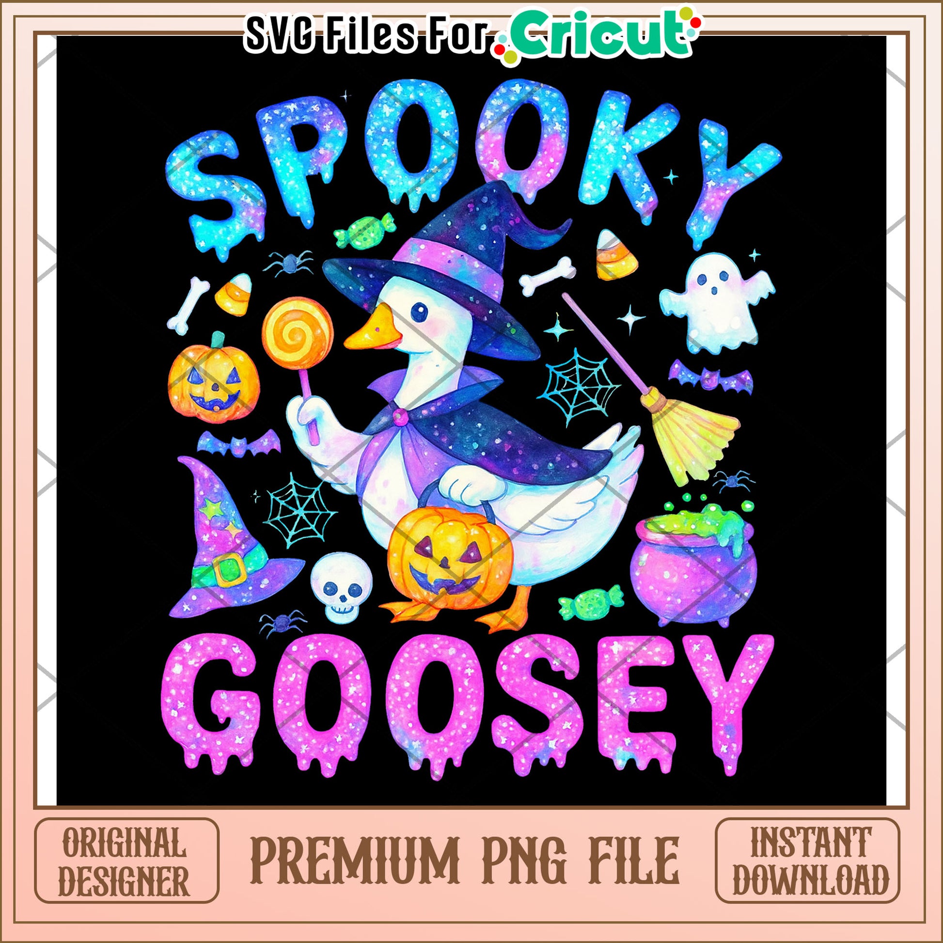 Spooky goosey neon png, halloween time png, halloween decor png