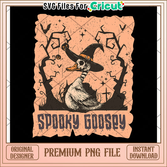 Spooky goossey png, halloween goose png, spooky bird png
