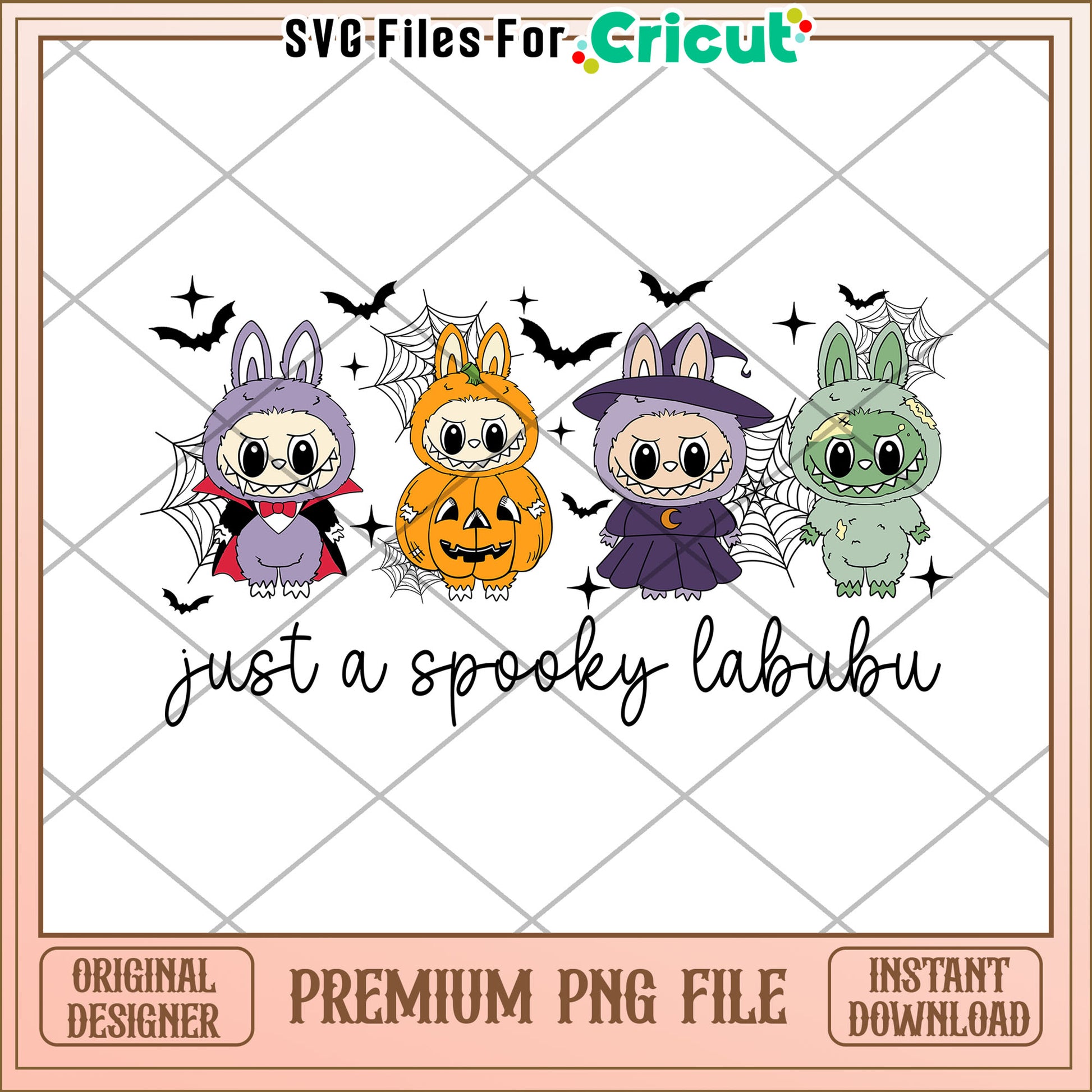 Spooky labubu design png, halloween png, horror characters png