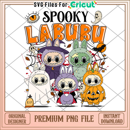 Spooky labubu png, halloween png, horror characters png