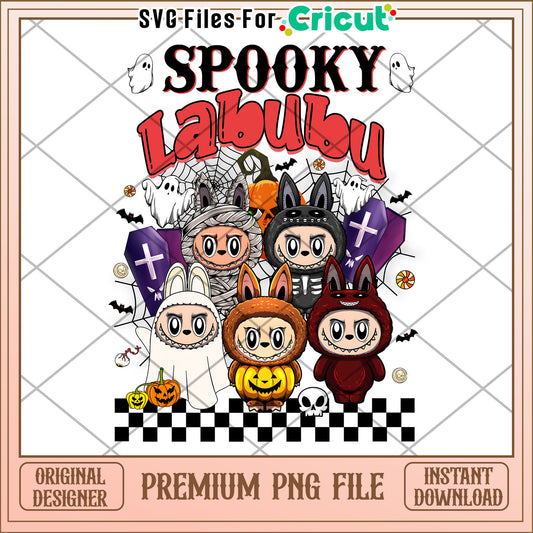Spooky labubu png, spooky fall png, halloween candy png