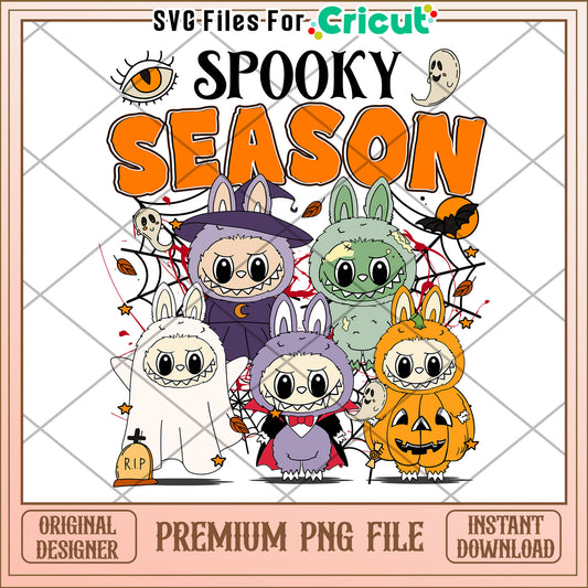 Spooky season characters png, halloween png, horror characters png
