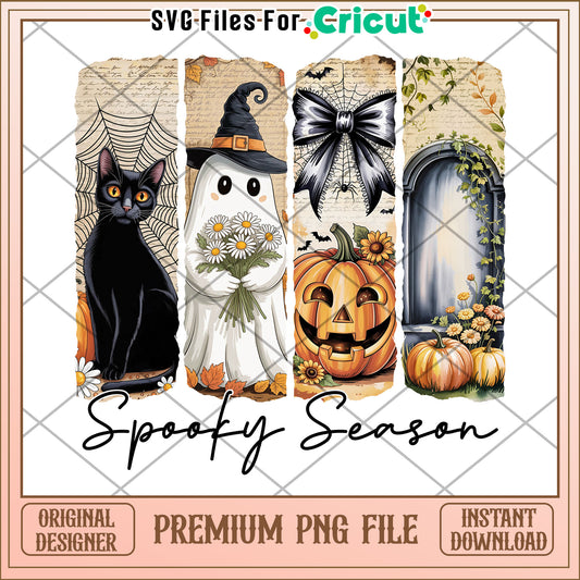 Spooky season png, halloween vibes png, creepy cute design png