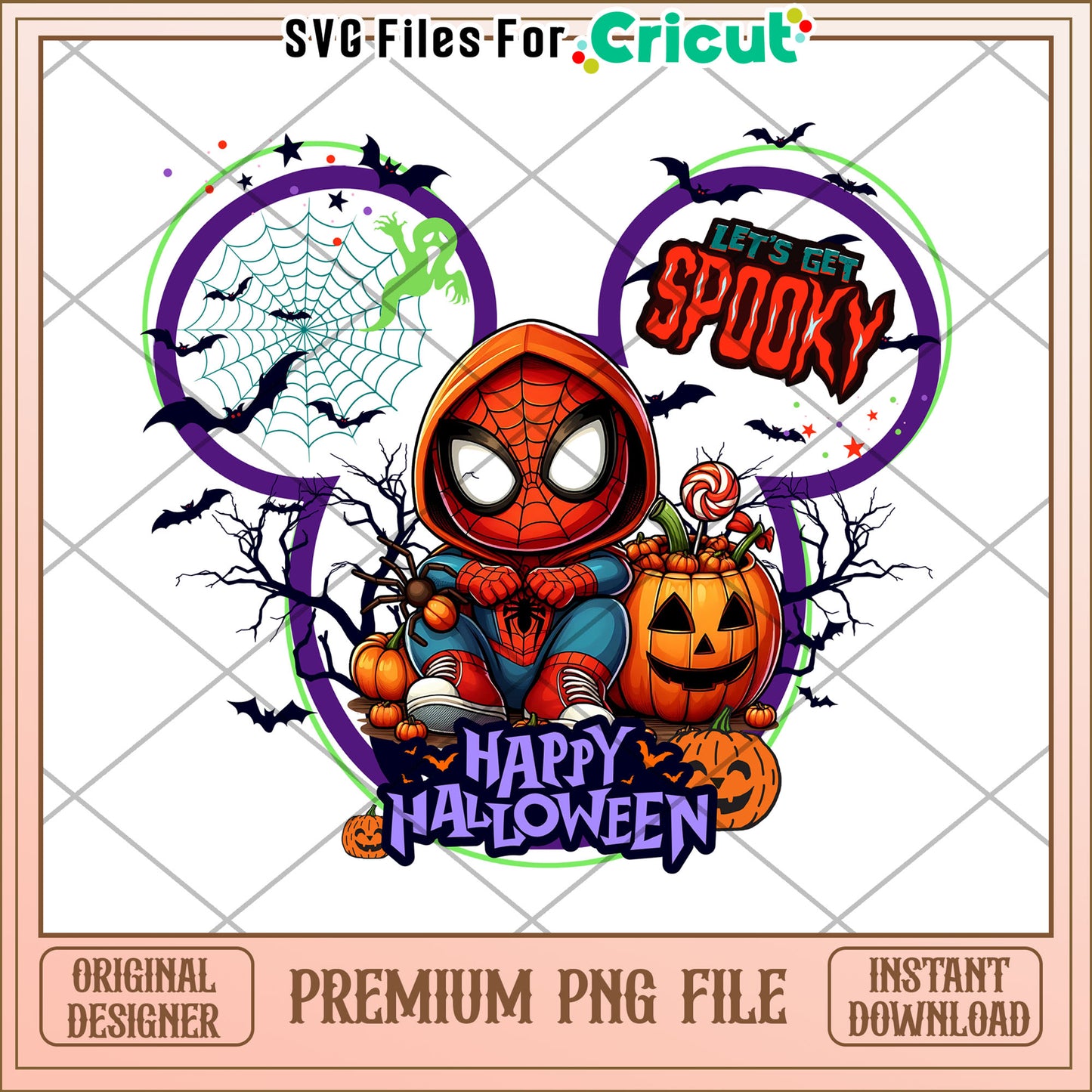 Spooky spiderman png, trick or treat png, halloween wallpaper​ png
