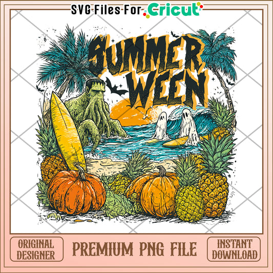 Spooky summerween png, happy halloween​ png, spooky quotes png