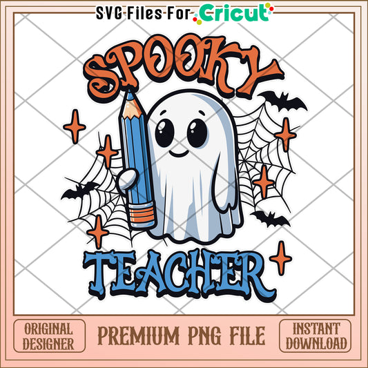 Spooky teacher cute png, trick or treat  png, halloween quotes png