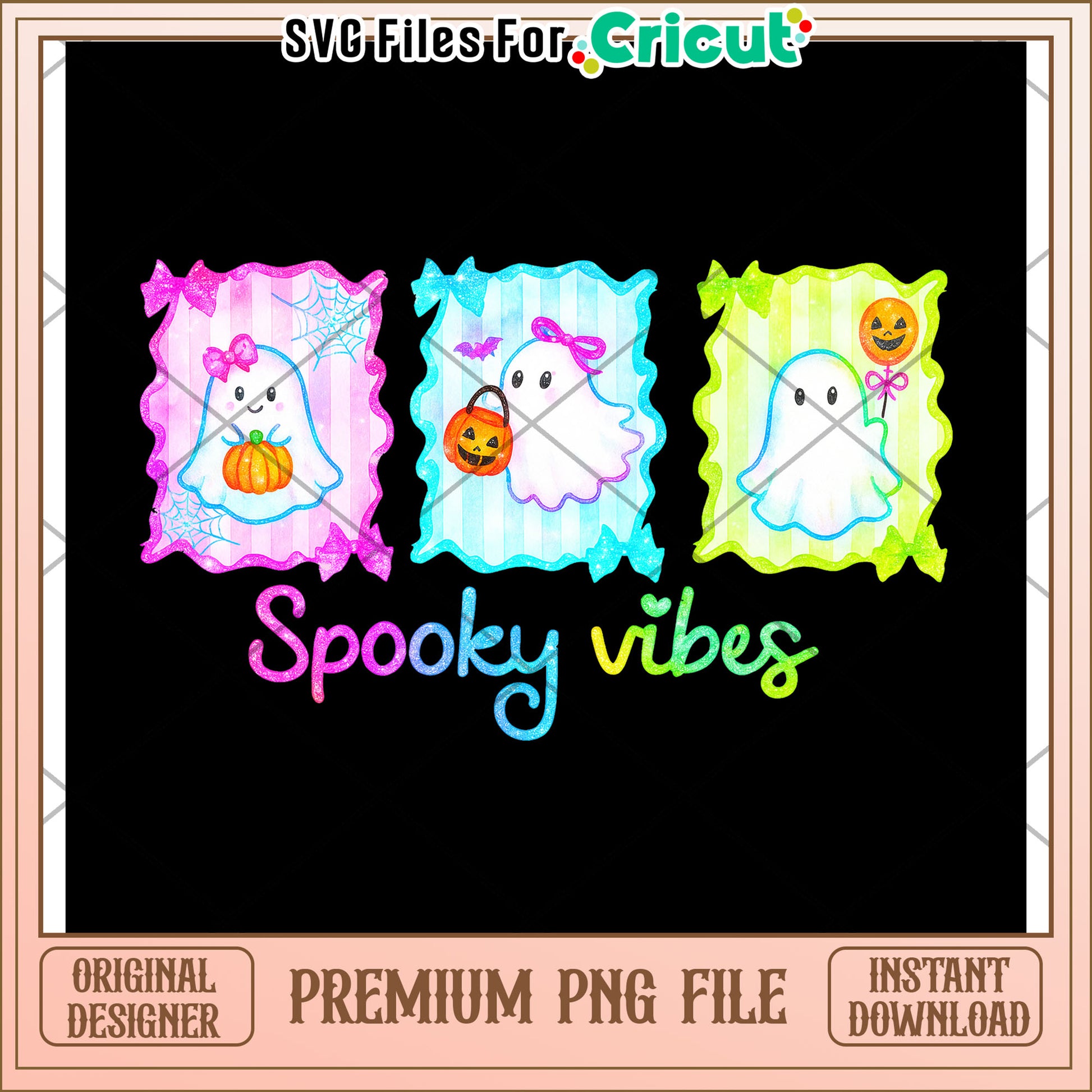 Spooky vibes neon png, halloween characters png, halloween cartoons png