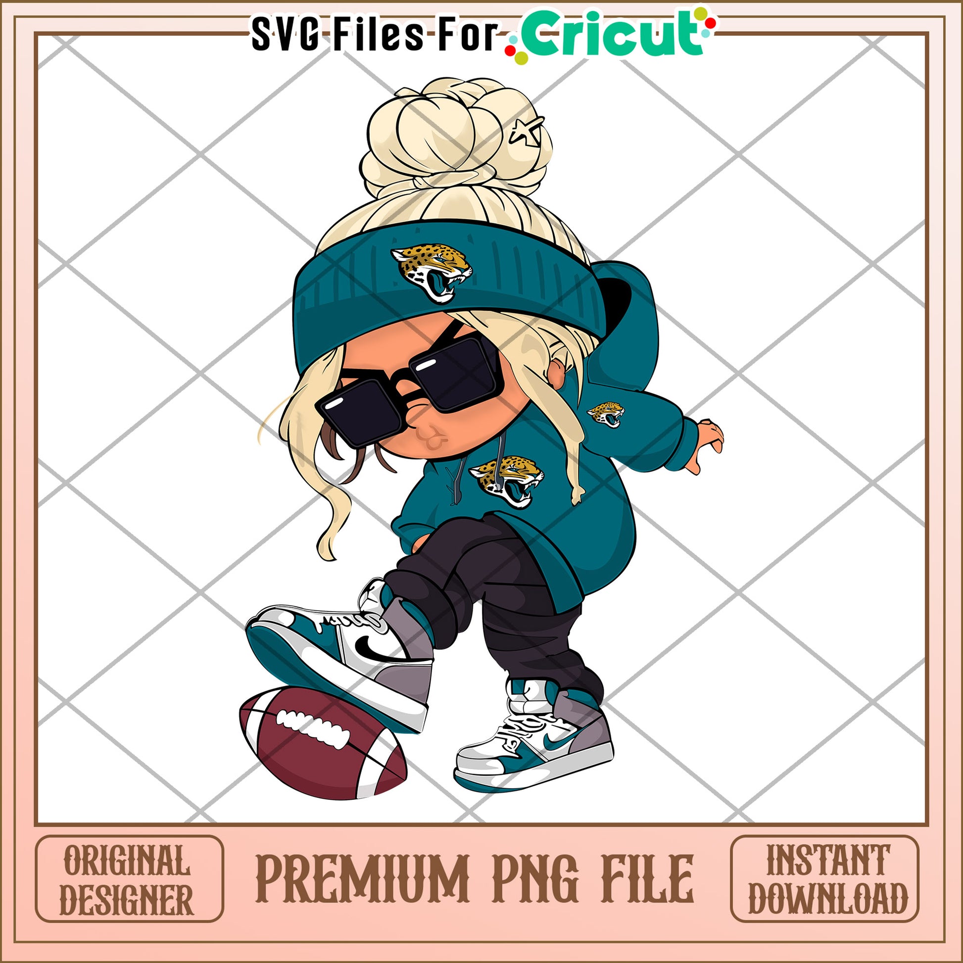 Sporty girl illustration in hoodie, perfect for Cricut projects