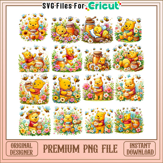 Pooh bear honey bundle png, winnie the pooh honey bear​ png