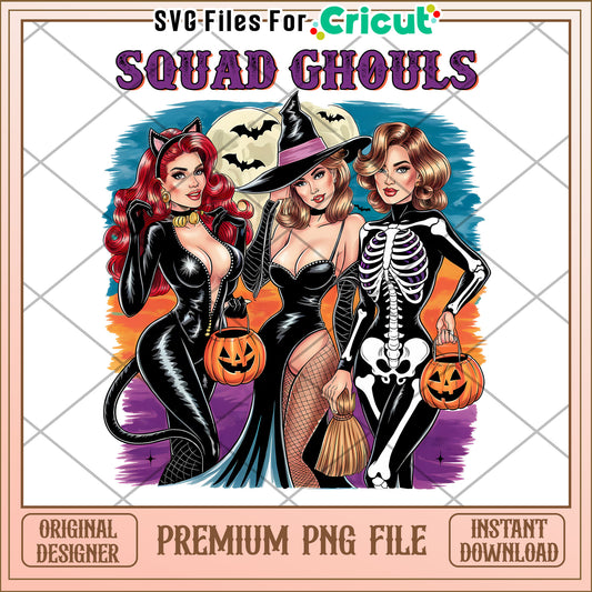 Squad ghouls png,spooky fall  png, halloween candy png
