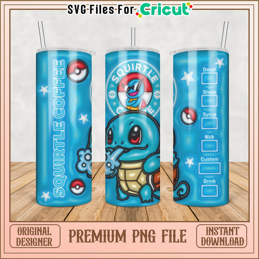 Squirtle Coffee Tumbler PNG Design