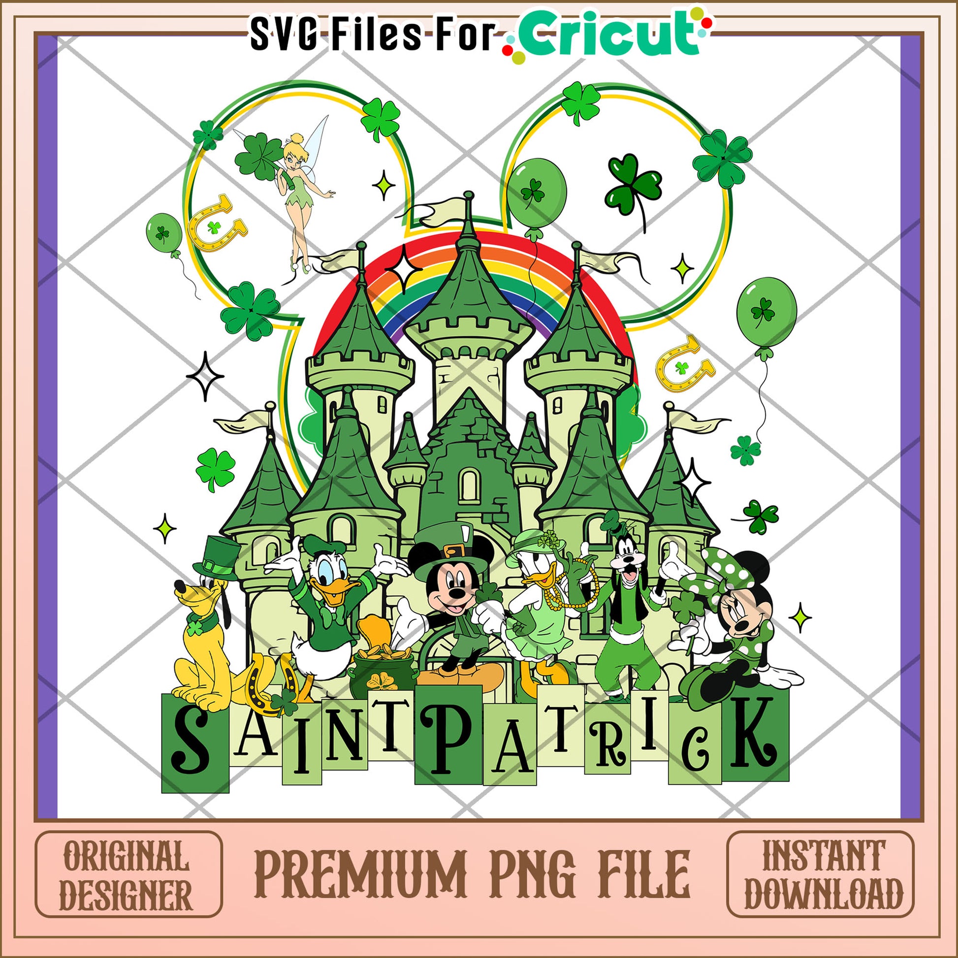 St Patrick Day Disney Castle PNG Design Download
