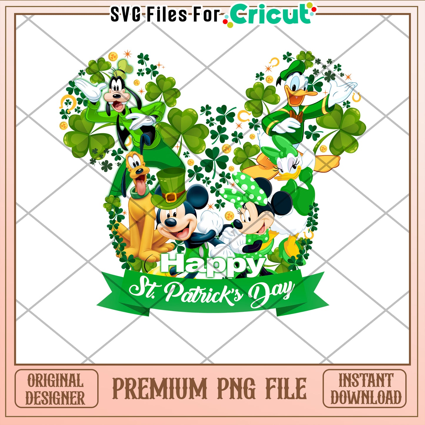St Patricks Day Disney PNG File for Cricut Projects
