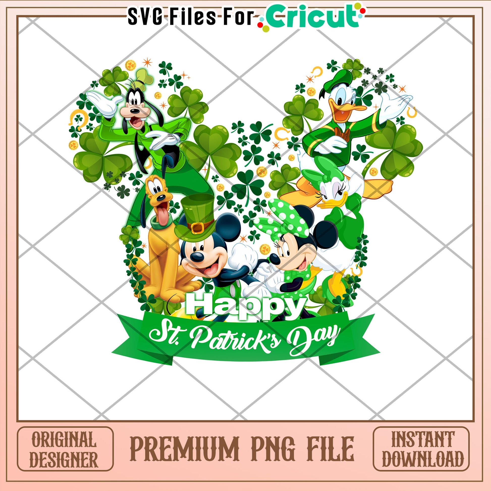 St Patricks Day Disney PNG File for Cricut Projects