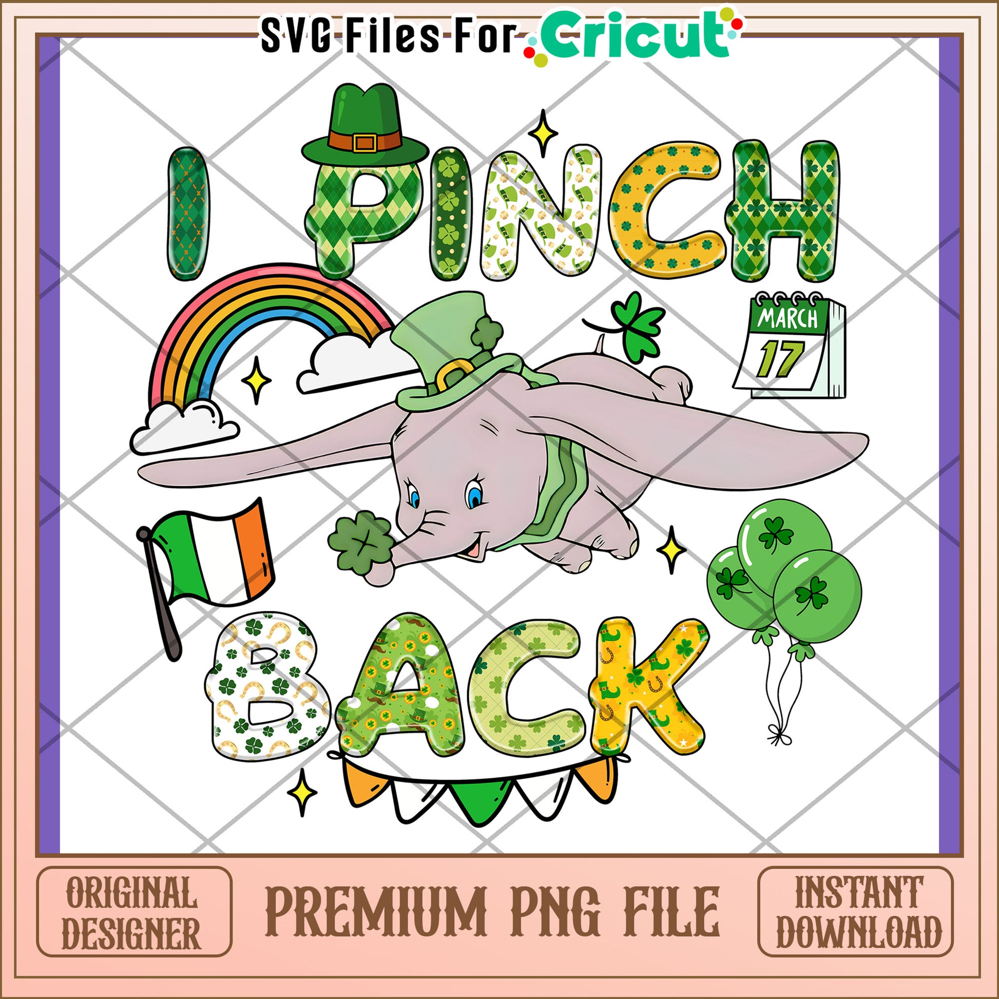 St Patricks Day Dumbo PNG Design