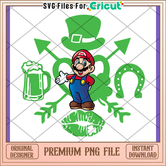 St Patricks Day Fun Mario PNG Design for Download