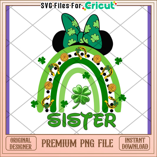 St Patricks Day Sister PNG Rainbow Design