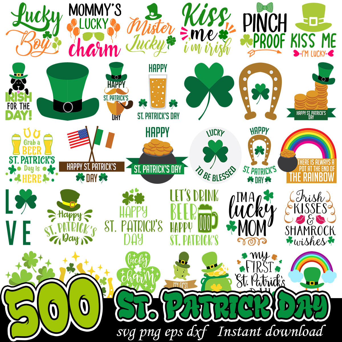 St. Patrick art bundle, Happy St. Patrick's day bundle – svg files for ...