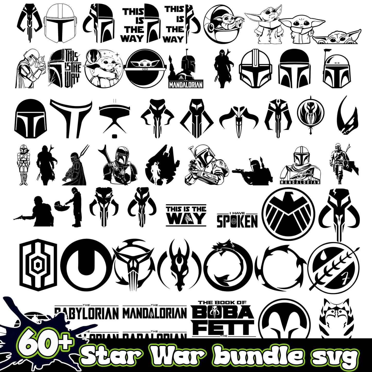 Star wars black white logo bundle svg, helmet star wars​ svg