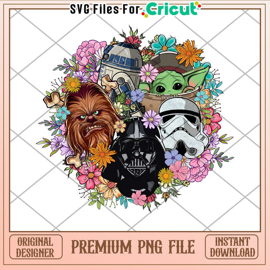 Star Wars Floral PNG Sublimation Design