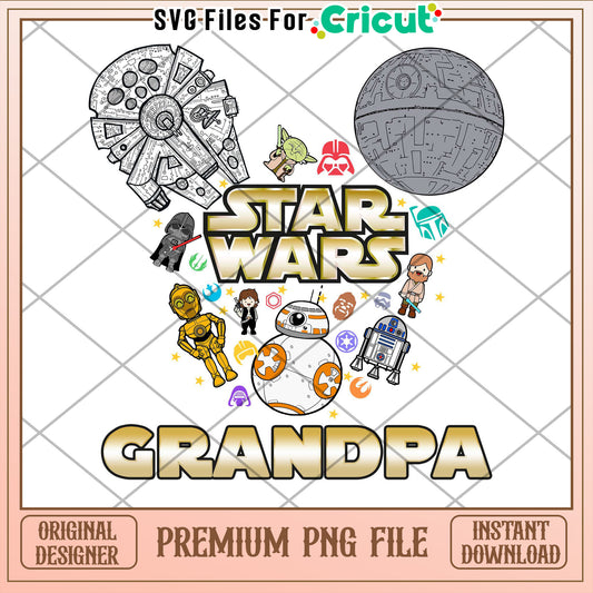 Star Wars Grandpa PNG Design