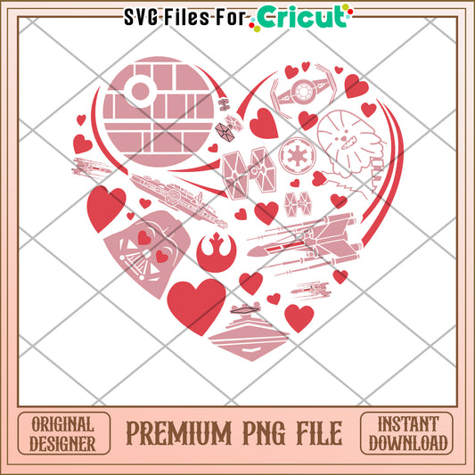 Star Wars Valentine Heart PNG Cricut File