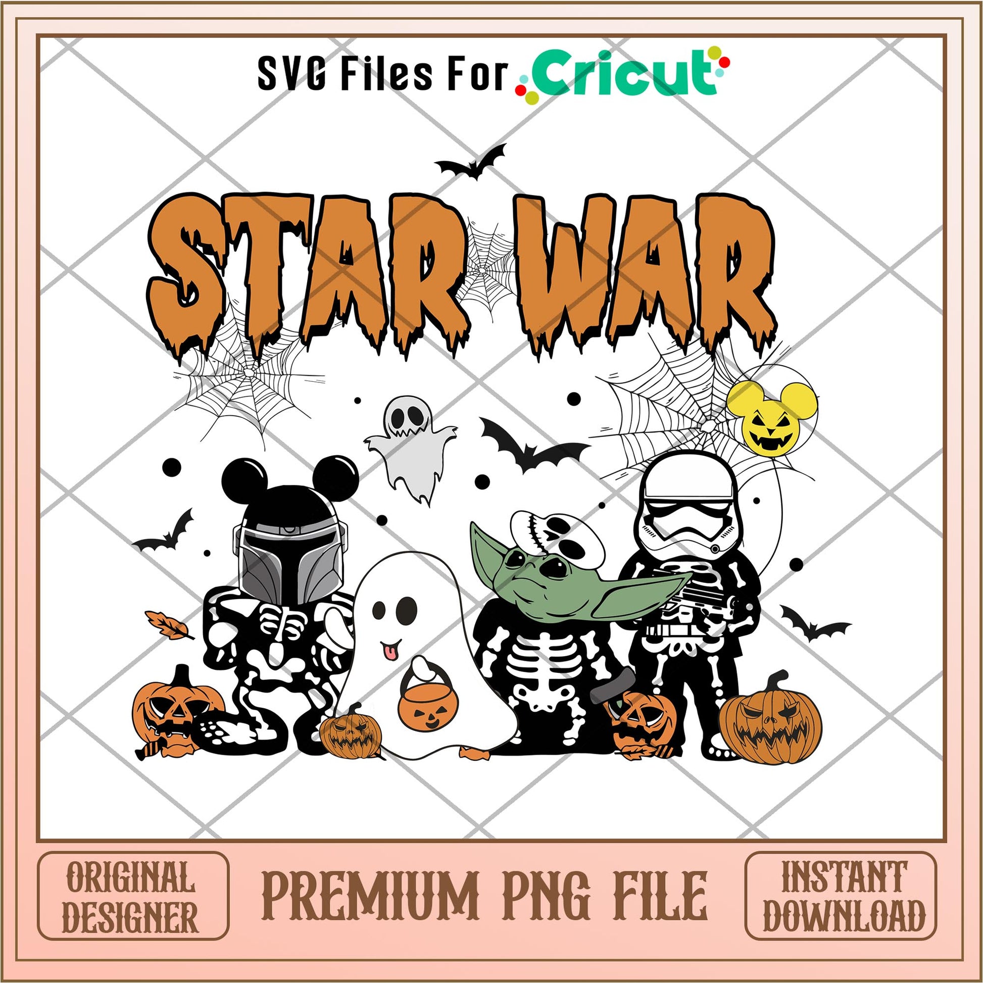 Star Wars chibi halloween png, The Mandalorian characters png, digital download