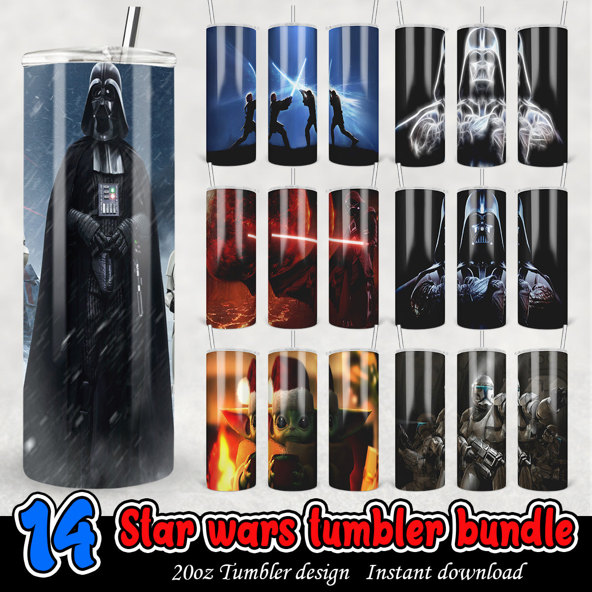 Star Wars Tumbler Bundle, Disney Star Wars 20oz tumbler