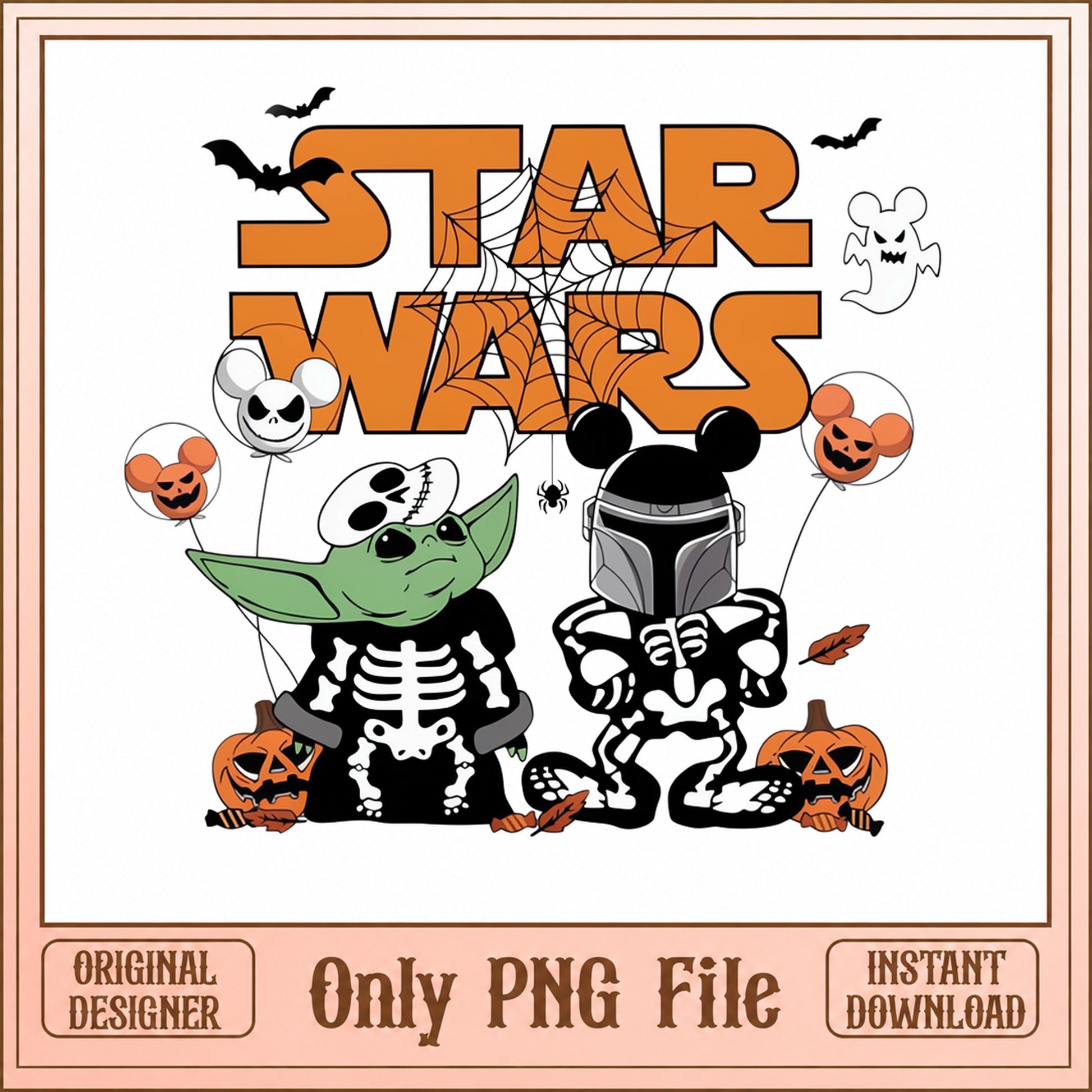 Star Wars Halloween PNG, Baby Yoda Mickey Skeleton, Disney PNG