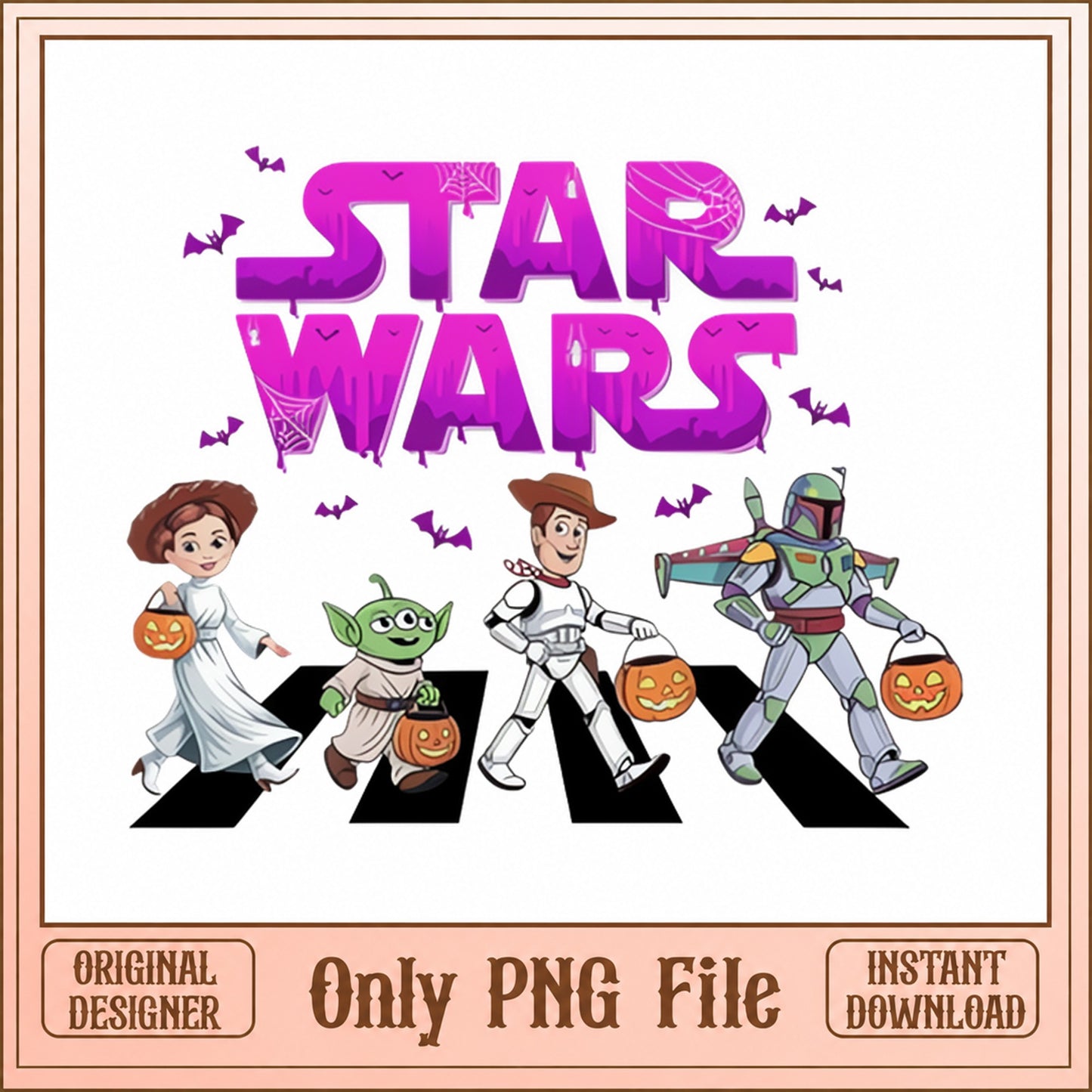 Star Wars Halloween PNG, Trick Or Treat PNG, Boba Fett Yoda PNG