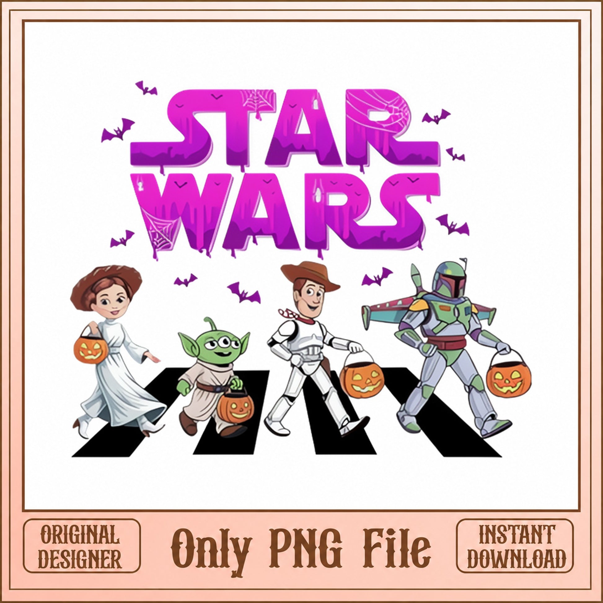 Star Wars Halloween PNG, Trick Or Treat PNG, Boba Fett Yoda PNG