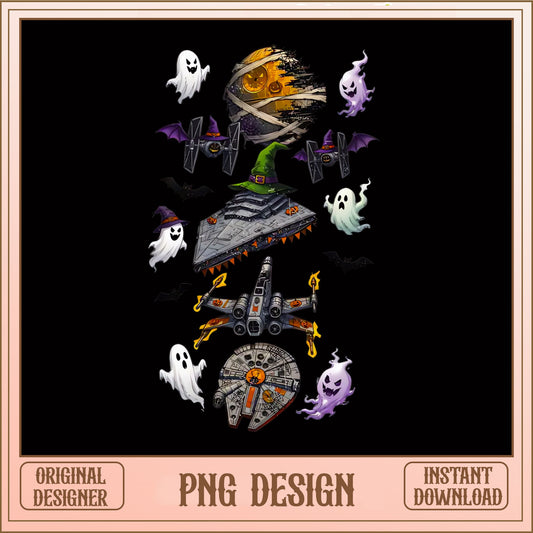 Star Wars Spooky Ships Halloween PNG, Ghost Witch Hat PNG, Death Star PNG