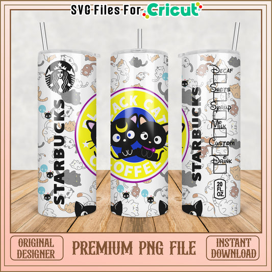 Starbucks Black Cat PNG Tumbler