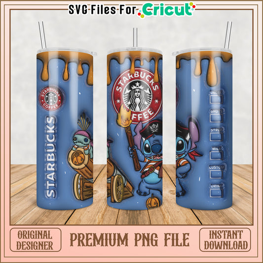 Starbucks Stitch Tumbler PNG Design
