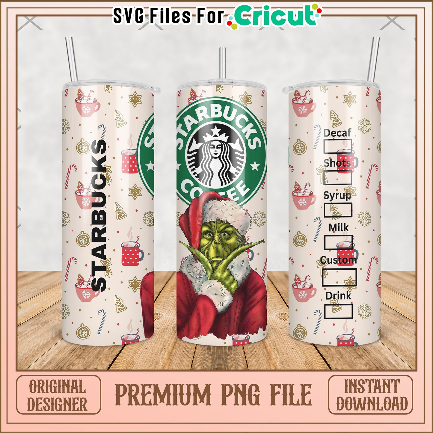 Starbucks christmas tumbler png, grinch christmas​​ png, christmas tree​​ png