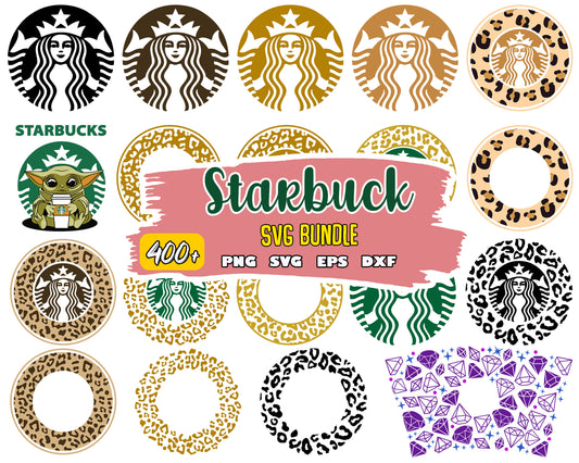 Starbucks logo leopard design bundle svg, starbuck logo​ svg