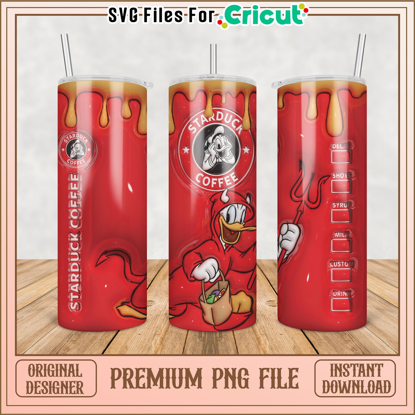Starduck Coffee Tumbler PNG Design for Cricut Instant Download