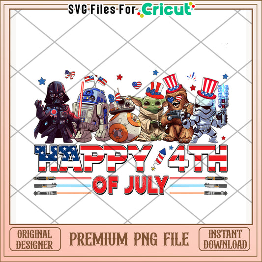 Star wars happy 4th of julycharacters png, 4th of july design png, freedom day png