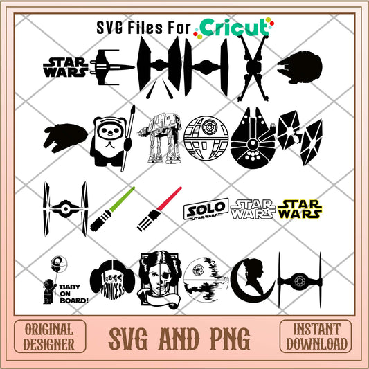 Star wars weapons shadow svg bundle, Star wars characters svg - Svgfileforcricut