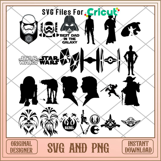 Star wars characters shadow svg bundle, Star wars svg - Svgfileforcricut