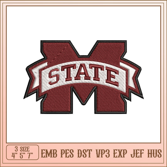 State M Embroidery Design