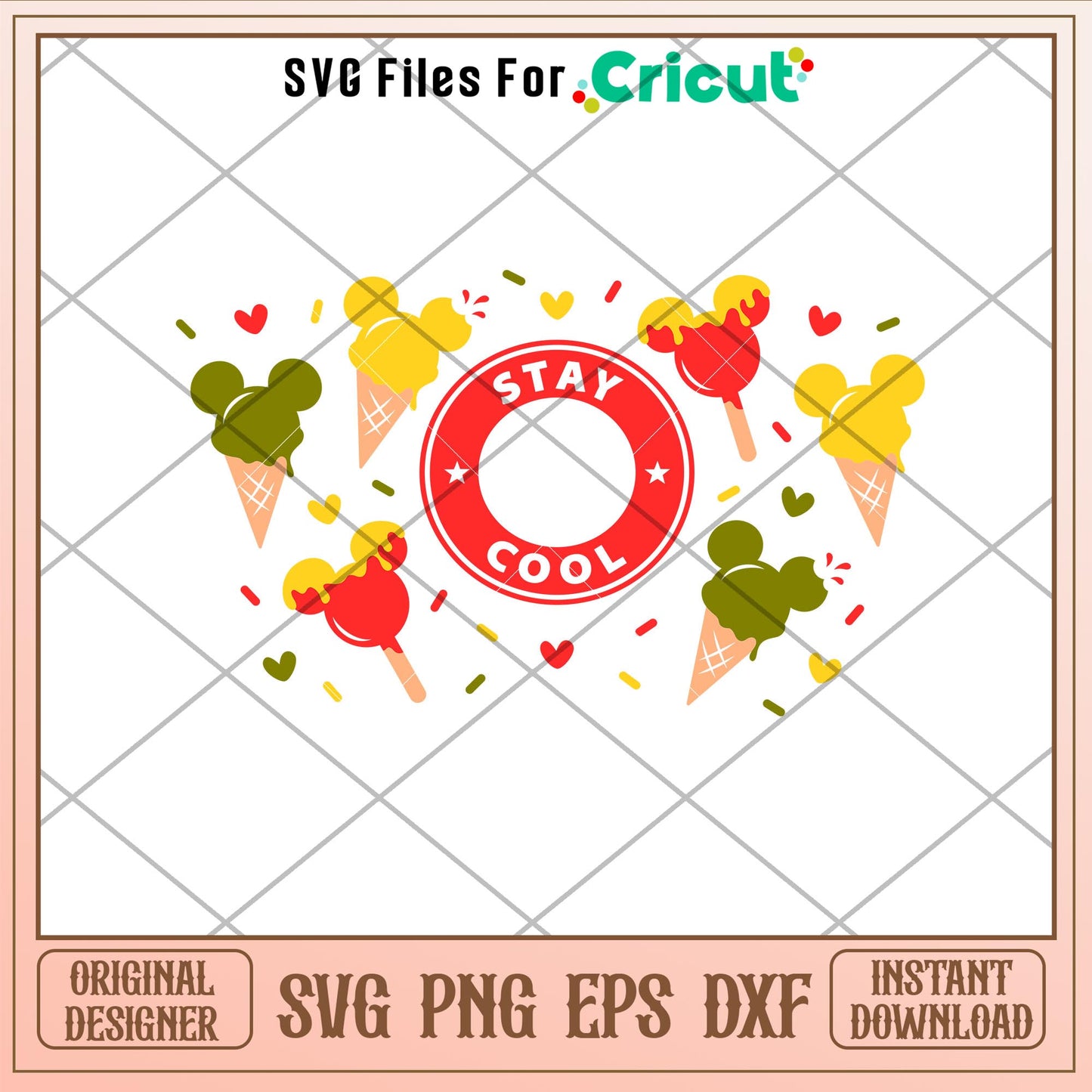 Stay Cool Full Wrap, Stay Cool Mickey Ice Cream Full Wrap Svg