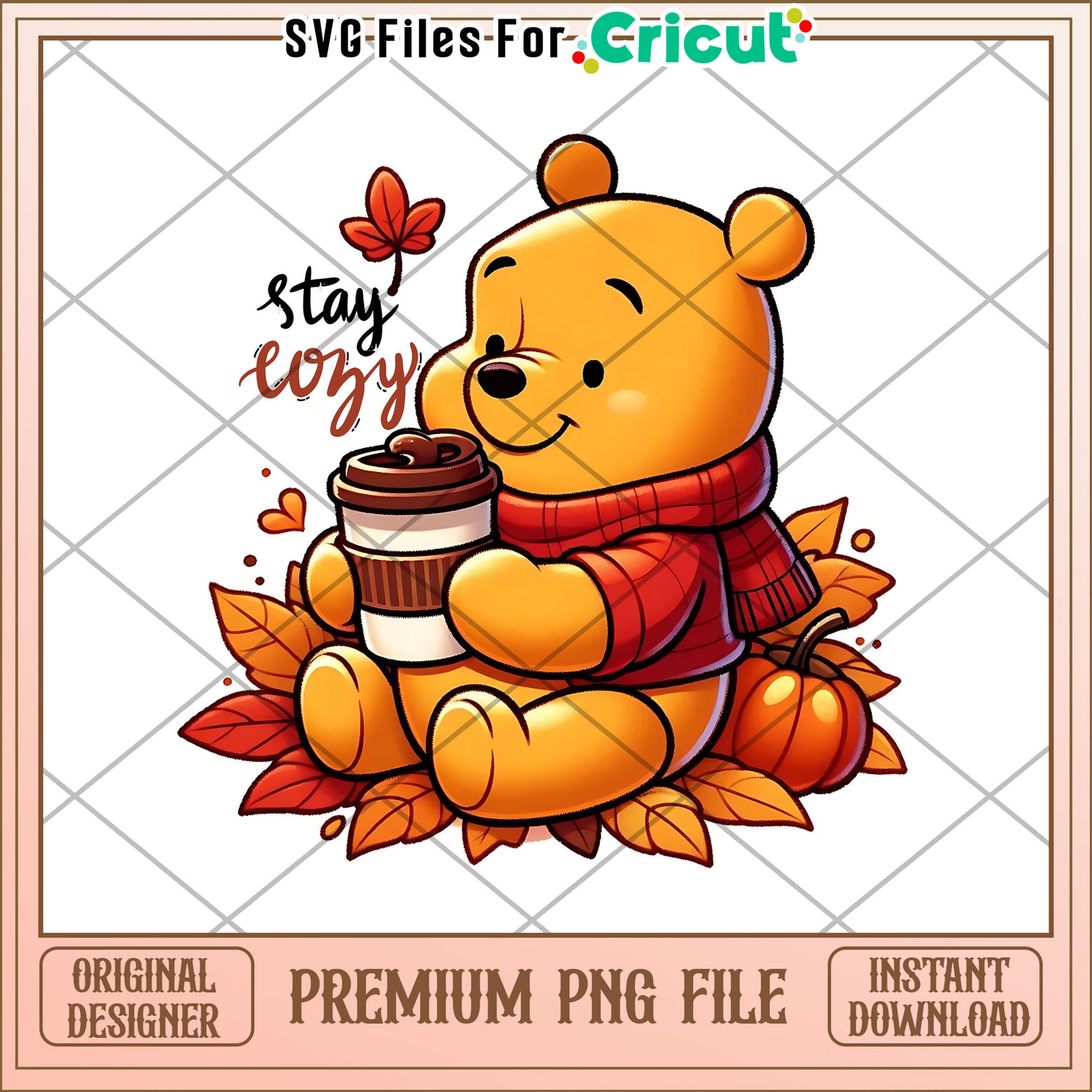 Stay cozy pooh png, thanksgiving season png, winnie the pooh png