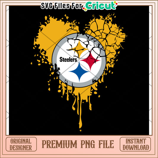 Steelers Heart PNG Design for Cricut, Ideal for Fans and Crafters